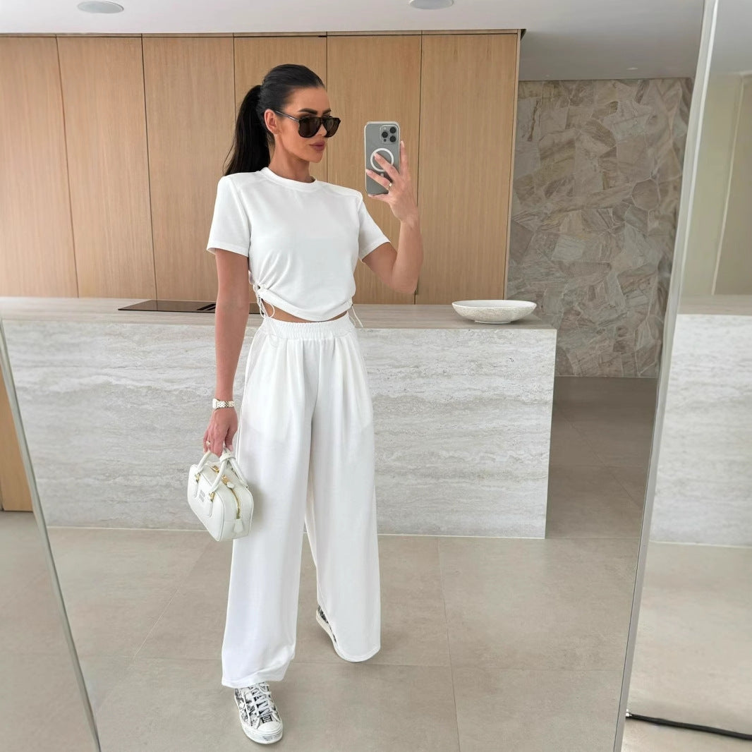 Damen lässiges Set aus Crop-Top und Jogginghose EB