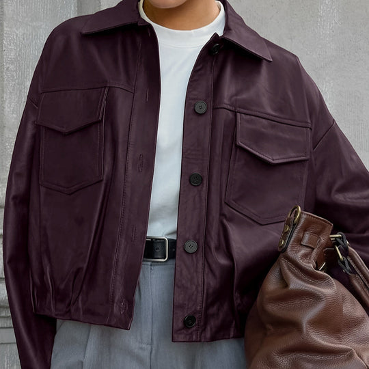 Damen Kunstlederjacke mit praktischen Taschen und modernem Schnitt EB