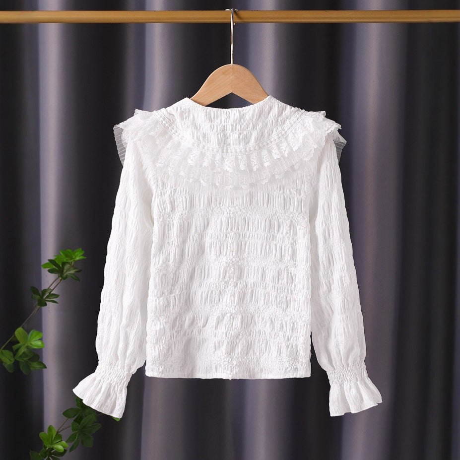 Damen Bluse mit voluminösem Rüschenkragen EB