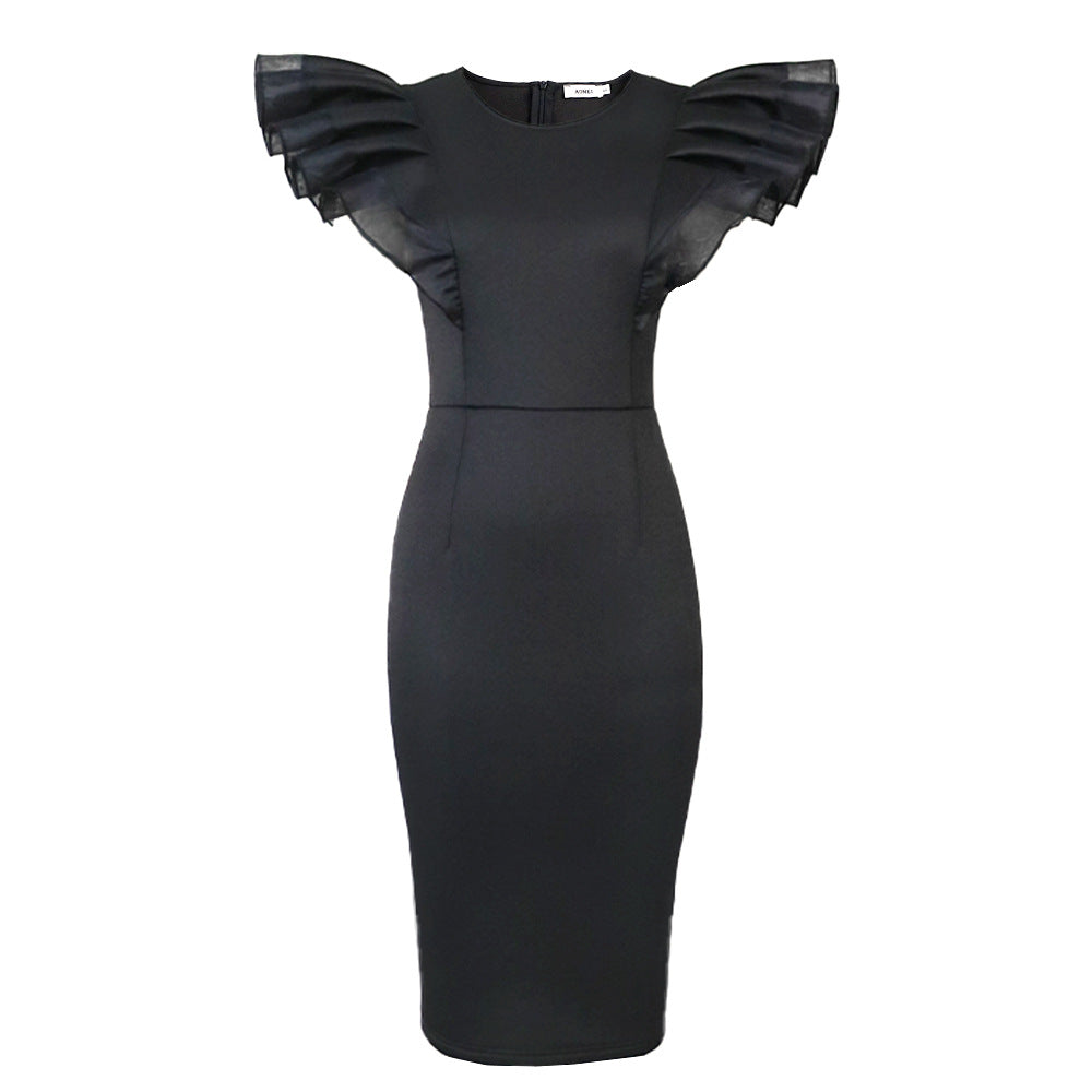Damen Elegantes Kleid mit Rüschendetails und figurbetonter Silhouette EB