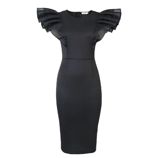 Damen Elegantes Kleid mit Rüschendetails und figurbetonter Silhouette EB