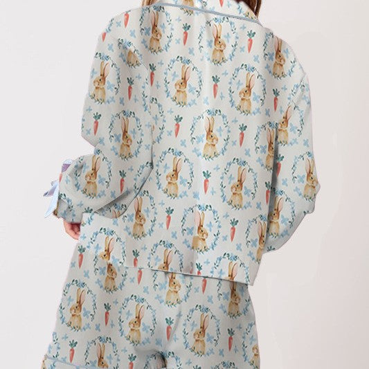 Damen Schlafanzug-Set mit verspieltem Hasen-Muster EB