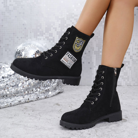 Damen Schnürstiefeletten mit modischem Patch-Design EB