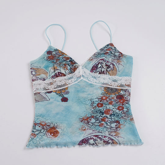 Damen Spitzen-Camisole mit floralem Druck EB