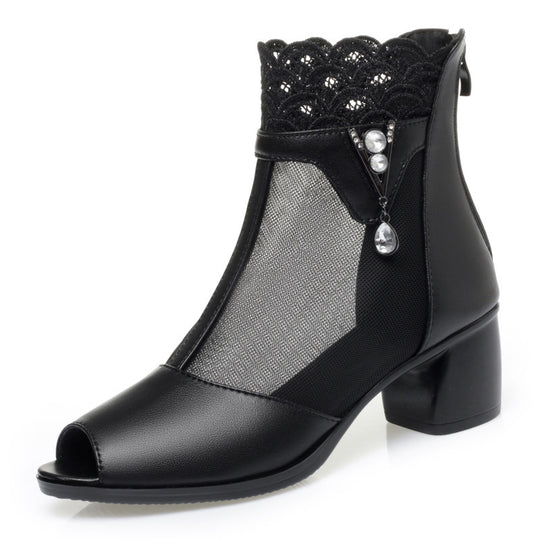 Damen Atmungsaktive Stiefeletten mit filigranem Spitzenbesatz EB