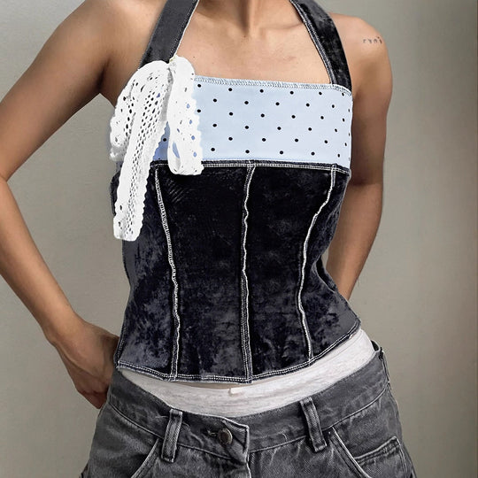 Damen trendiges Bustier-Top mit Spitzenakzenten und verspieltem Design EB