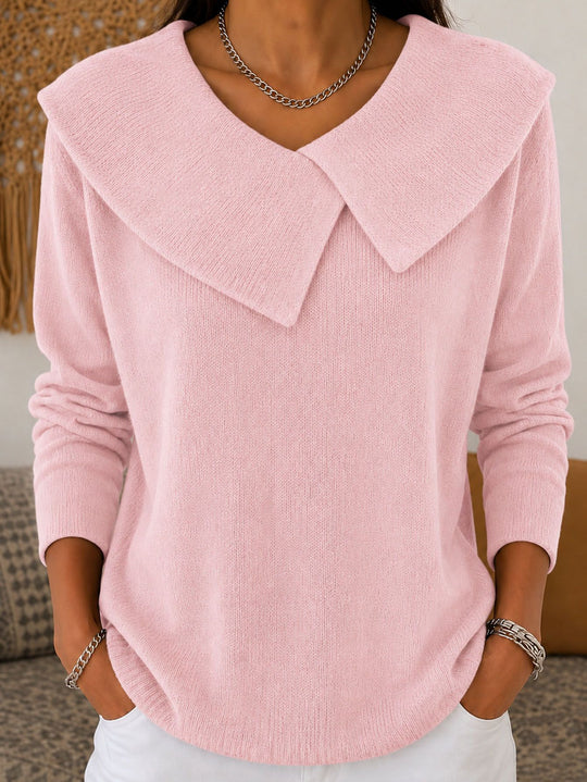 Damen Grobgestrickter Strickpullover mit übergroßem Matrosenkragen EB