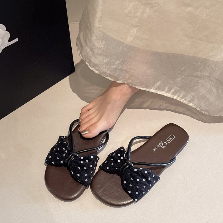 Damen modische Badeslipper mit dekorativer Schleifenapplikation EB