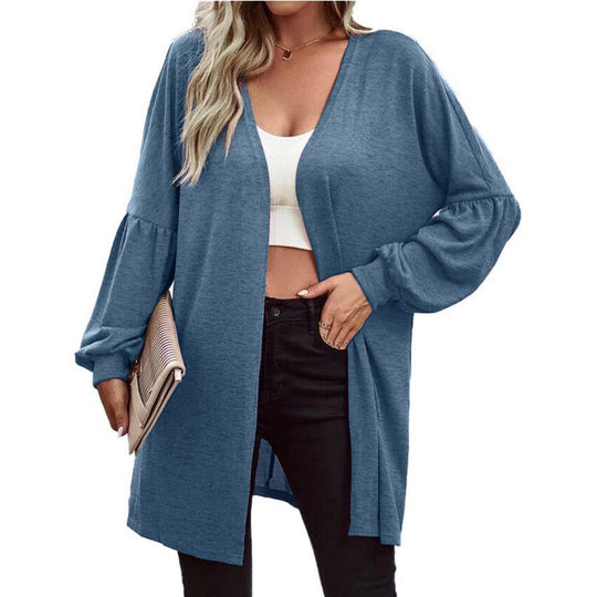 Damen Oversize Cardigan mit eleganten Puffärmeln EB
