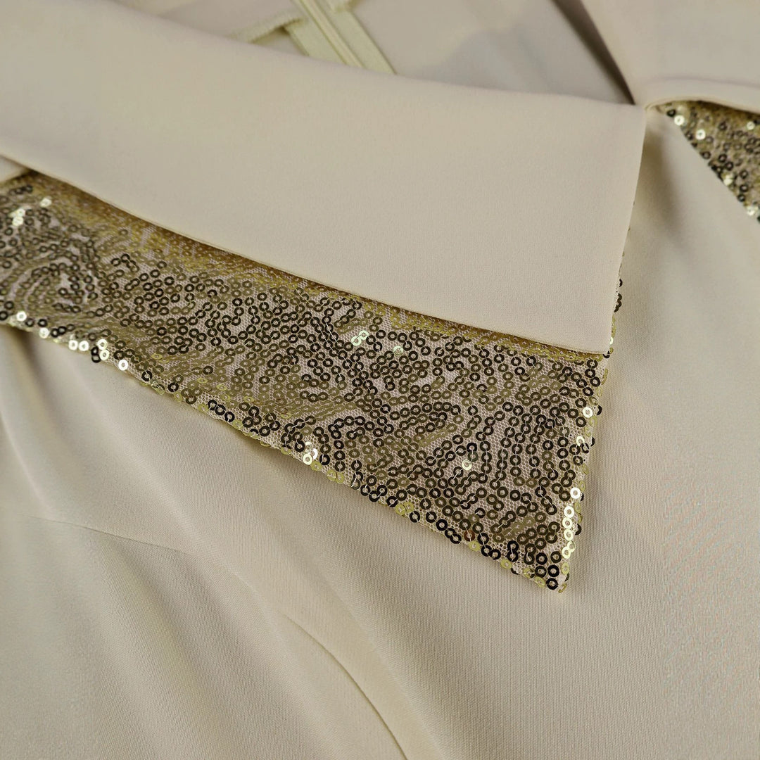 Damen Elegantes Kleid mit glamourösem Paillettenkragen EB