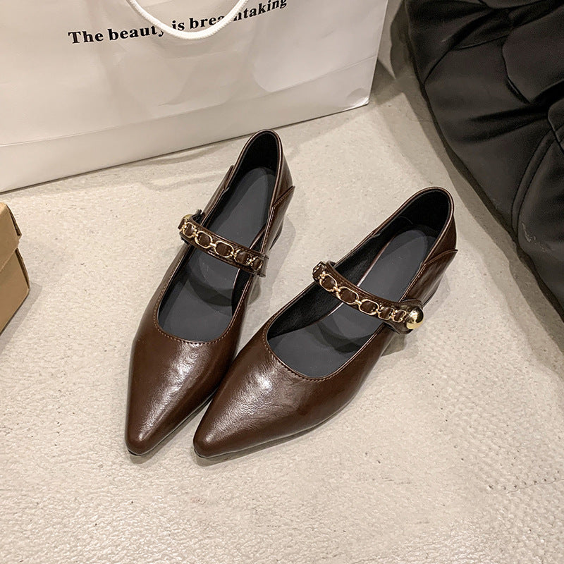 Damen elegante Ballerinas mit modischer Kette EB