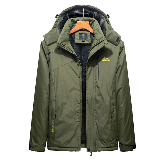 Herren Wasserabweisender Outdoorparka mit Teddyfutter, abnehmbarer Kapuze und Reißverschlusstaschen EB