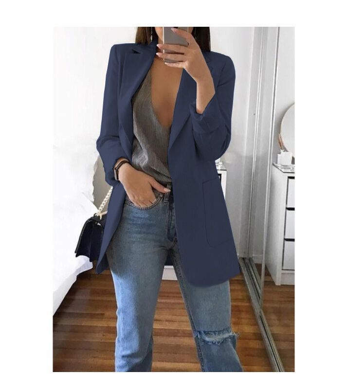 Damen eleganter Blazer mit tailliertem Schnitt und praktischen Taschen EB
