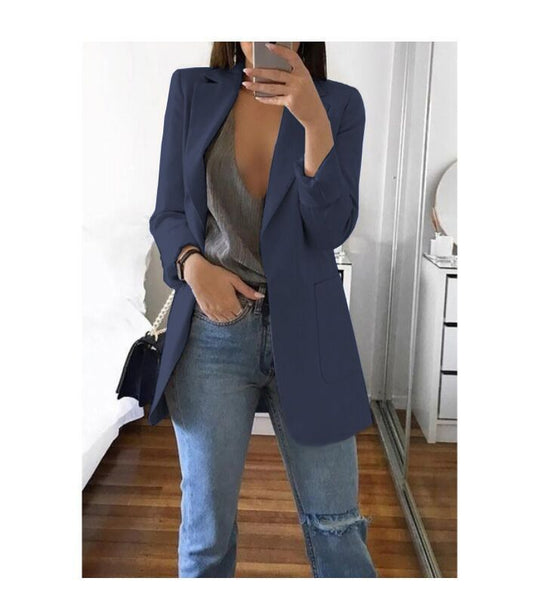 Damen eleganter Blazer mit tailliertem Schnitt und praktischen Taschen EB