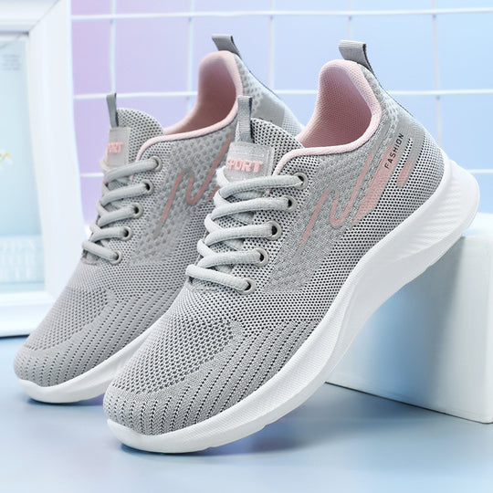 Damen Leichte Fitness-Sneaker mit atmungsaktivem Mesh-Obermaterial und rutschfester Sohle EB