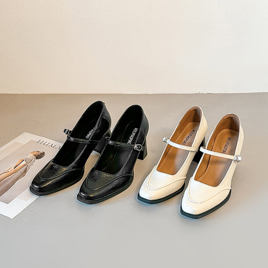 Damen Mary Jane Pumps mit komfortablem Blockabsatz und modischem Riemchen EB