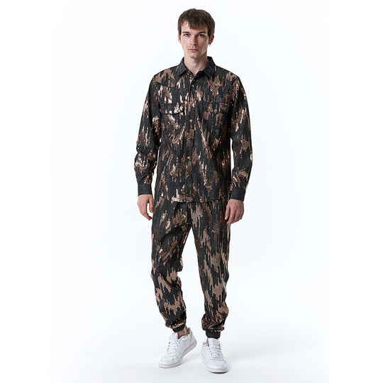 Herren Designer-Jogginganzug mit glitzerndem Muster EB