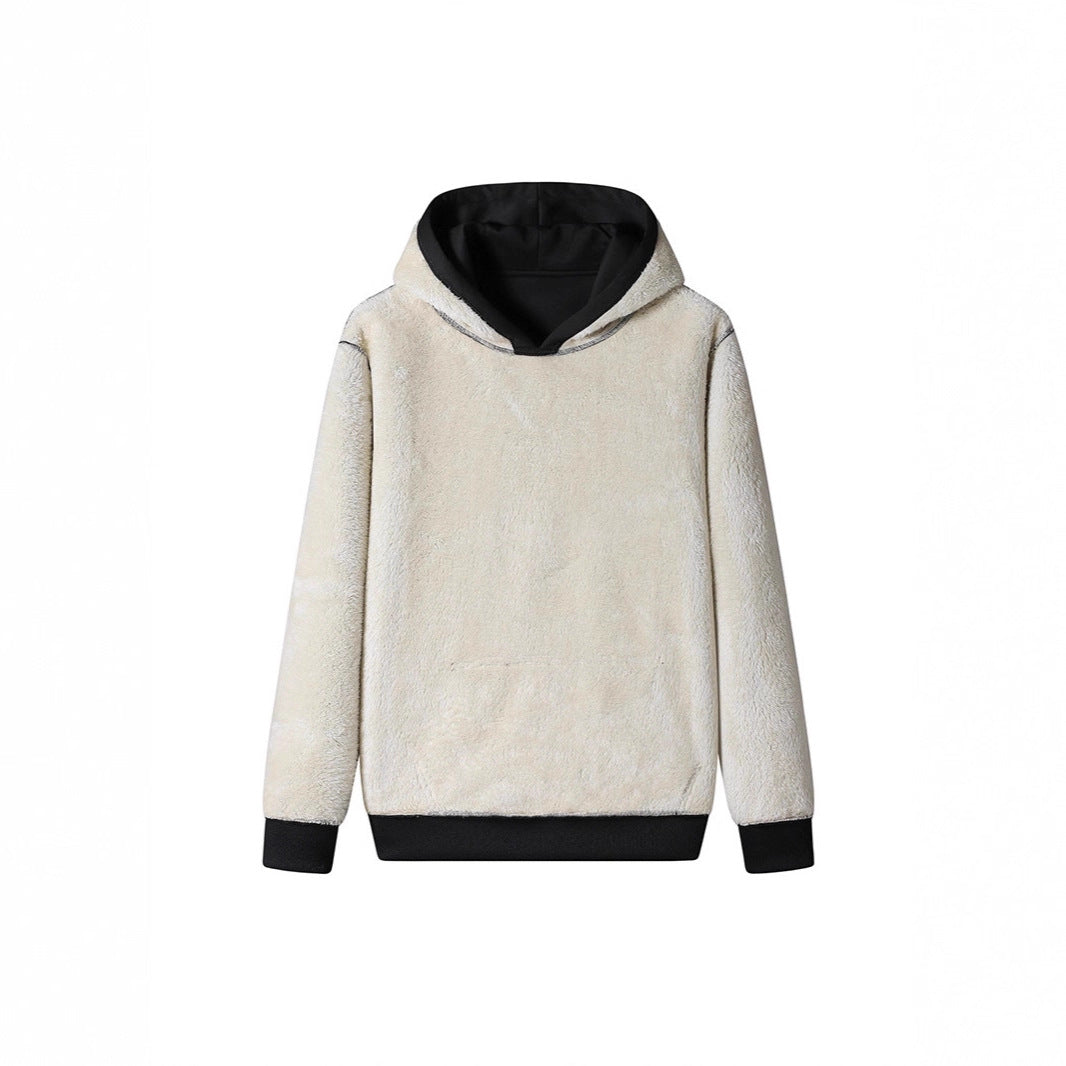 Herren Fleece-Kapuzenpullover mit Sherpa-Innenfutter und Kängurutasche EB