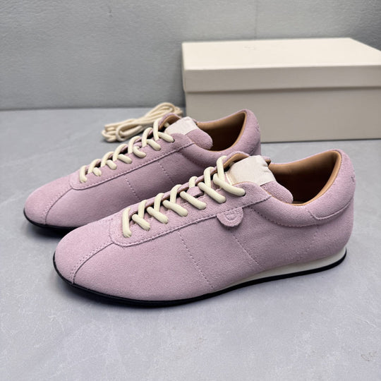 Damen modische Suede Sneakers mit farbigen Schnürsenkeln EB