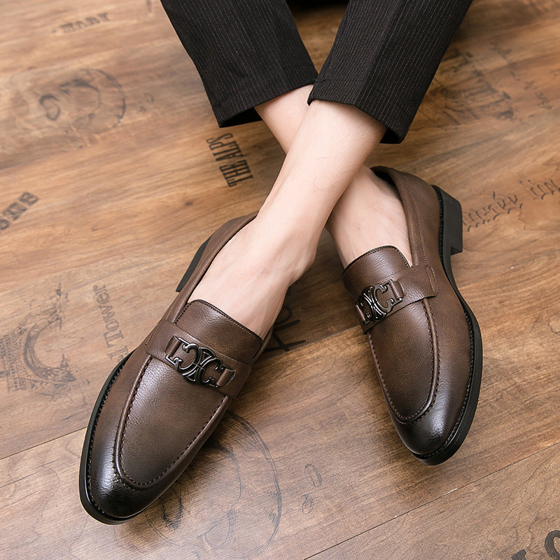 Herren Elegante Premium-Leder Mokassins mit dekorativem Riemen EB