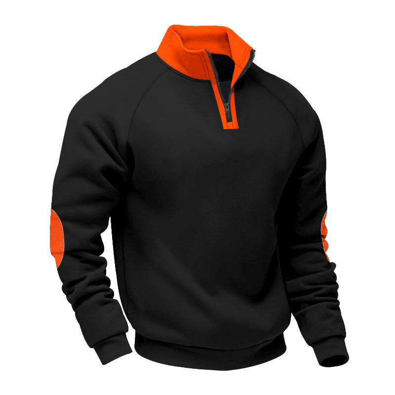 Herren nan Halbzip-Sweatshirt mit Stehkragen, Raglanärmeln und Ellbogenpatches EB