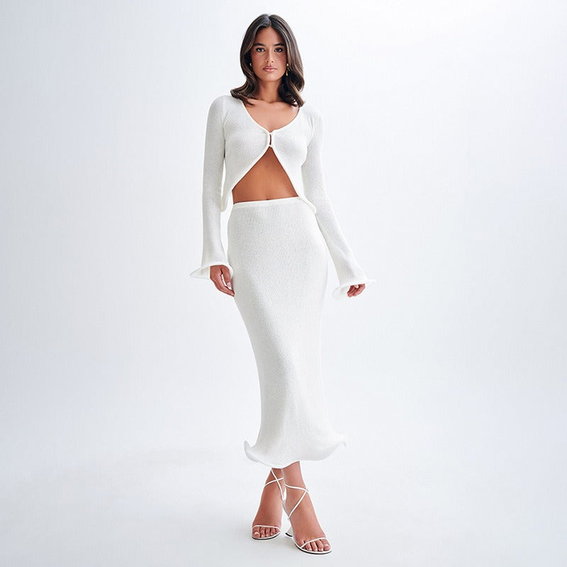 Damen festliches Ensemble mit enganliegendem Rock und elegantem Cardigan EB