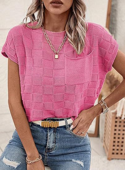 Damen lässiges Strickoberteil mit modernem Karomuster EB