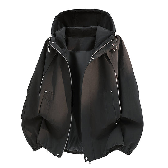 Unisex ultraleichter Softshell-Kapuzenblouson mit elastischen Bündchen und verdecktem Reißverschluss EB
