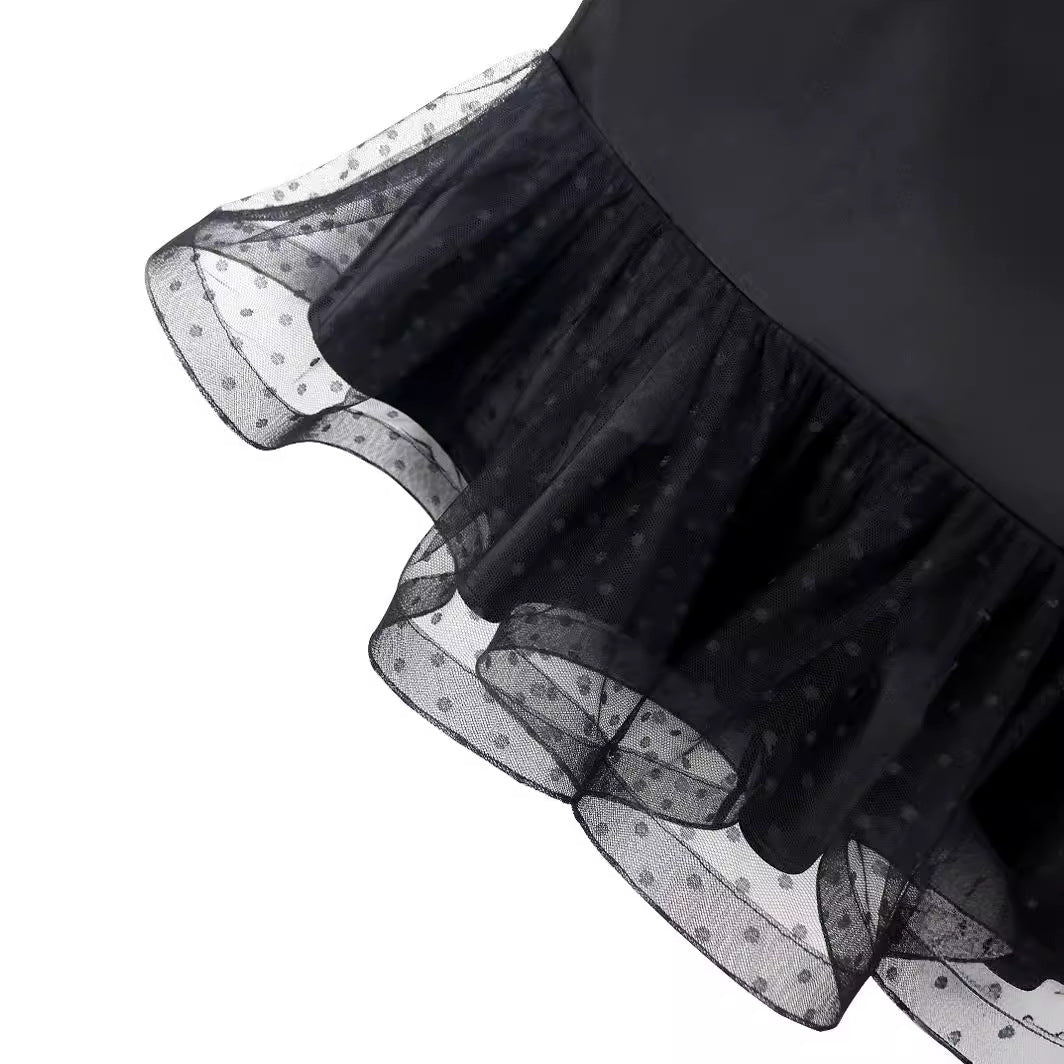Damen eleganter Bleistiftrock mit voluminösem Tüllsaum EB