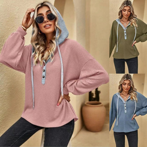 Damen Oversized Pullover mit Knopfleiste EB