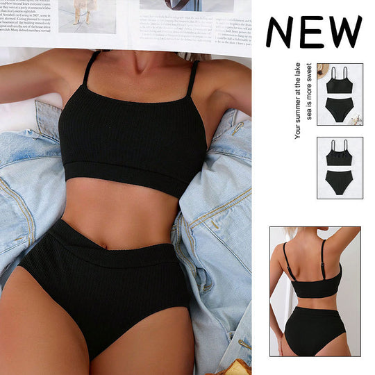 Damen Crop-Top Bikini mit hohem Bund EB