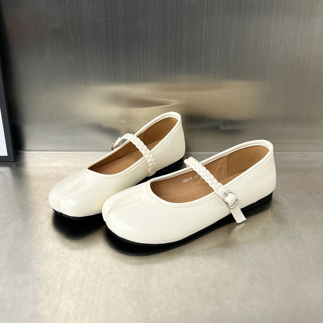 Damen Ballerinas mit geflochtenem Riemen und weichem Innenfutter EB
