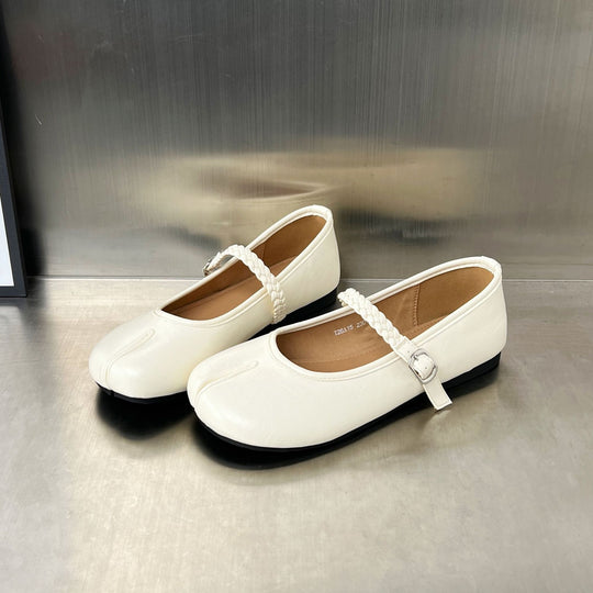 Damen Ballerinas mit geflochtenem Riemen und weichem Innenfutter EB