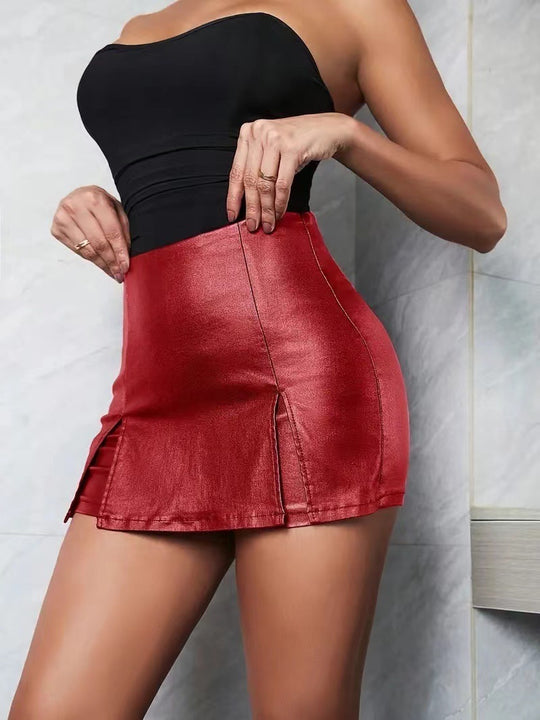 Damen Designer Minirock mit modernen Schnitt und stilvollen Seitenschlitzen EB