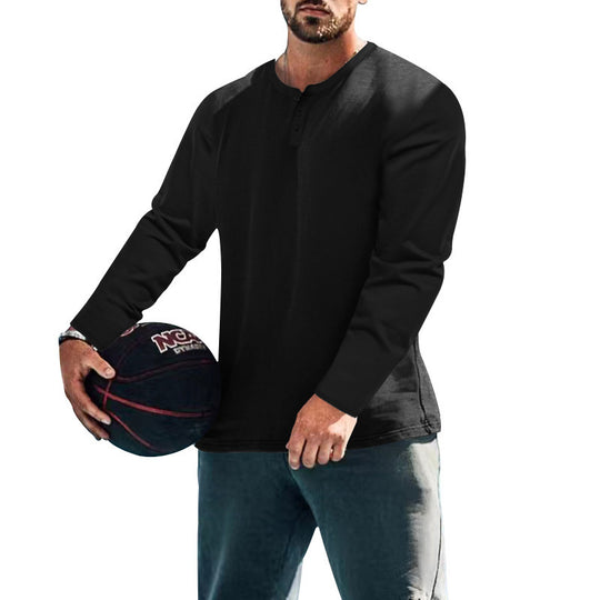 Herren Langärmliges T-Shirt mit Knopfleiste EB