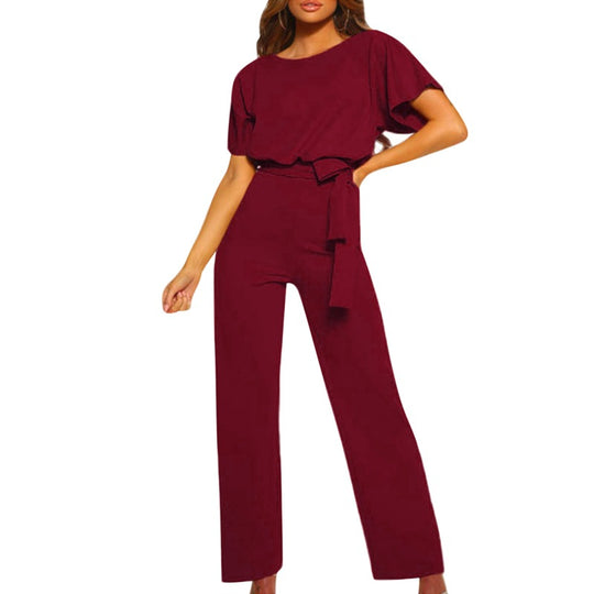 Damen elegantes Set bestehend aus fließender Bluse und weit geschnittenen Hosen EB