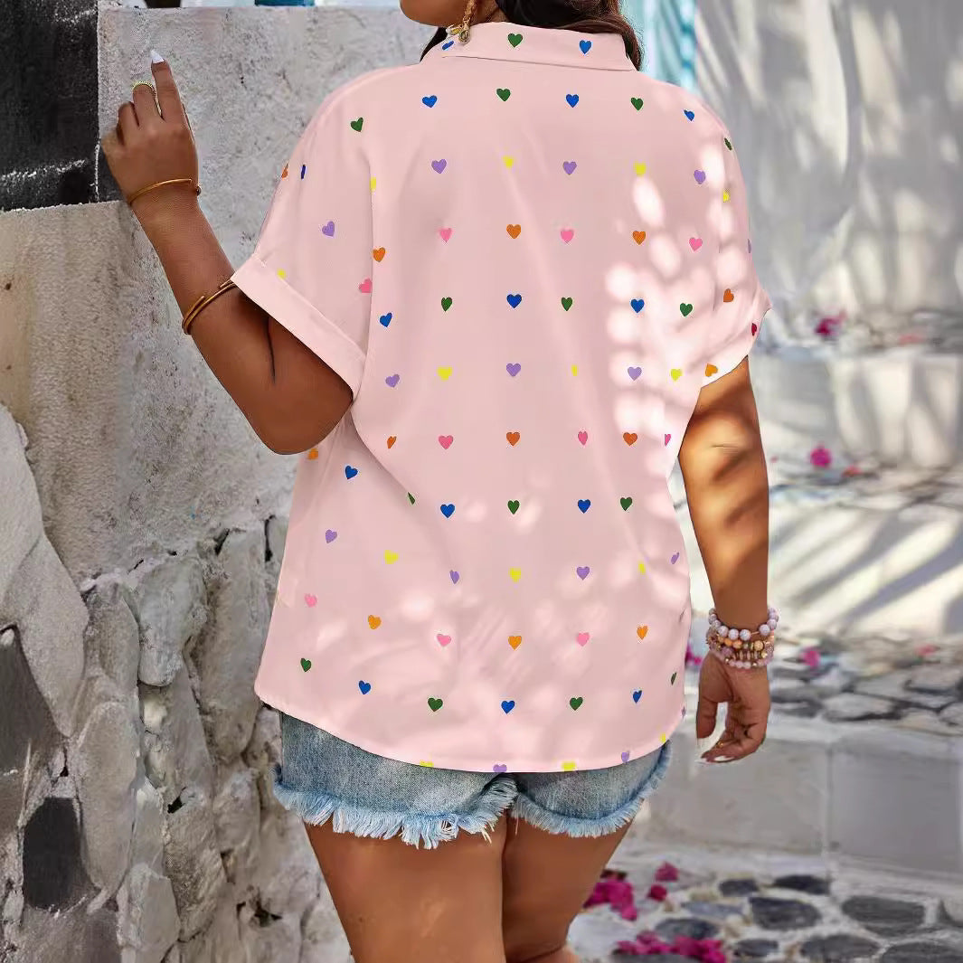 Damen Bluse mit buntem Herzmotiv EB