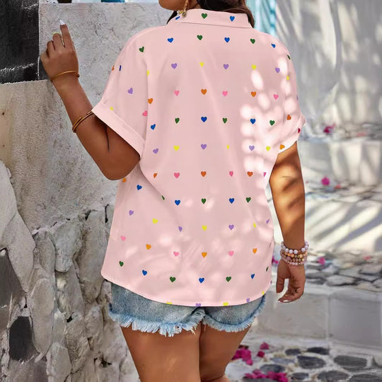 Damen Bluse mit buntem Herzmotiv EB