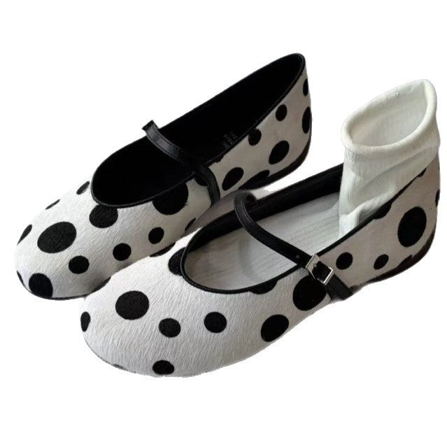 Damen Ballerinas mit modischem Punkten-Design und verstellbarem Riemchen EB