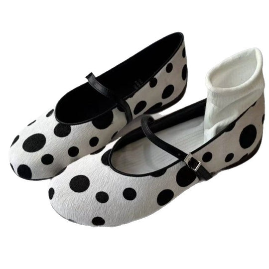 Damen Ballerinas mit modischem Punkten-Design und verstellbarem Riemchen EB