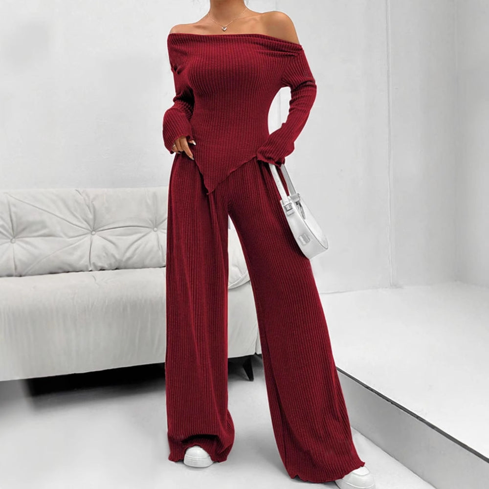 Damen figurbetontes Jumpsuit mit asymmetrischem Ausschnitt und langen Ärmeln EB