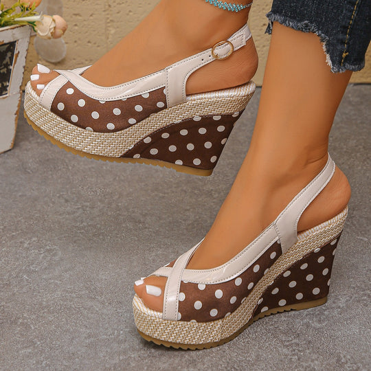 Damen Wedge-Sandalen mit buntem Punkte-Design EB