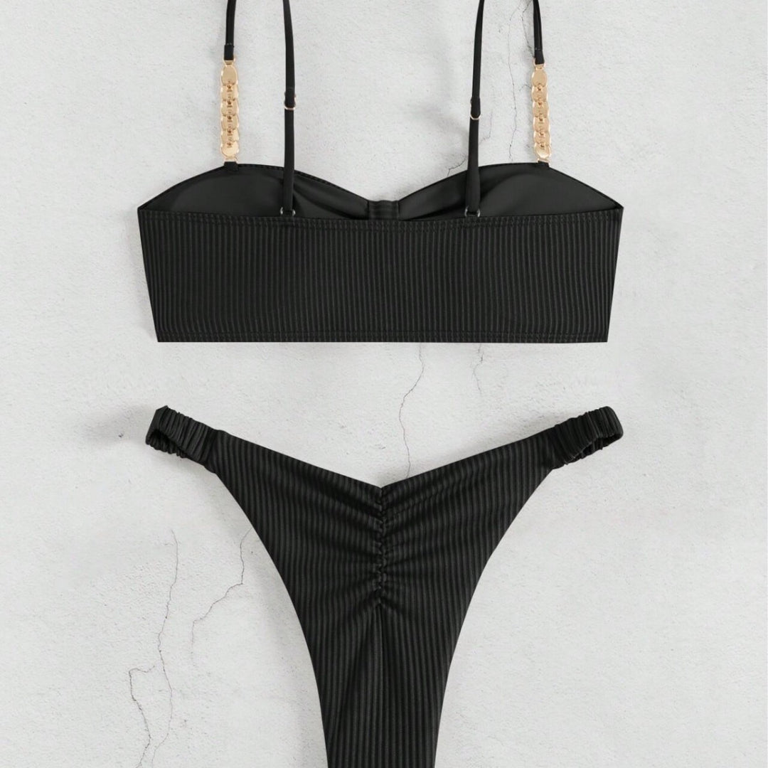 Damen Bustier-Bikini mit elegantem Schleifen-Design und modischen Akzenten EB