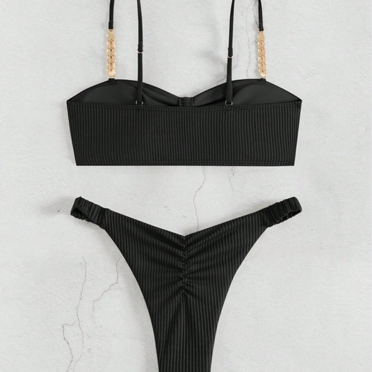 Damen Bustier-Bikini mit elegantem Schleifen-Design und modischen Akzenten EB
