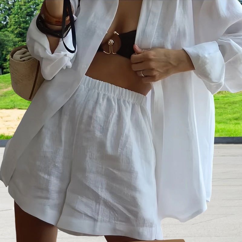 Damen Oversized Hemdblusenkleid mit langen Ärmeln und asymmetrischem Schnitt EB