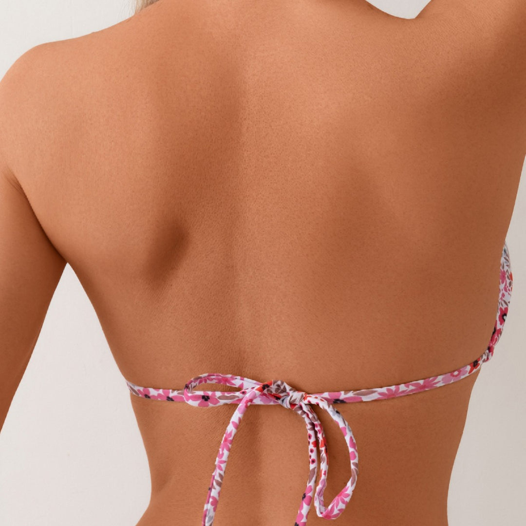 Damen Triangel-Bikini mit verstellbarem Bindeband und femininem Blütenmuster EB