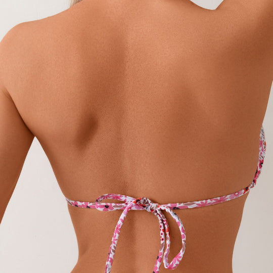 Damen Triangel-Bikini mit verstellbarem Bindeband und femininem Blütenmuster EB