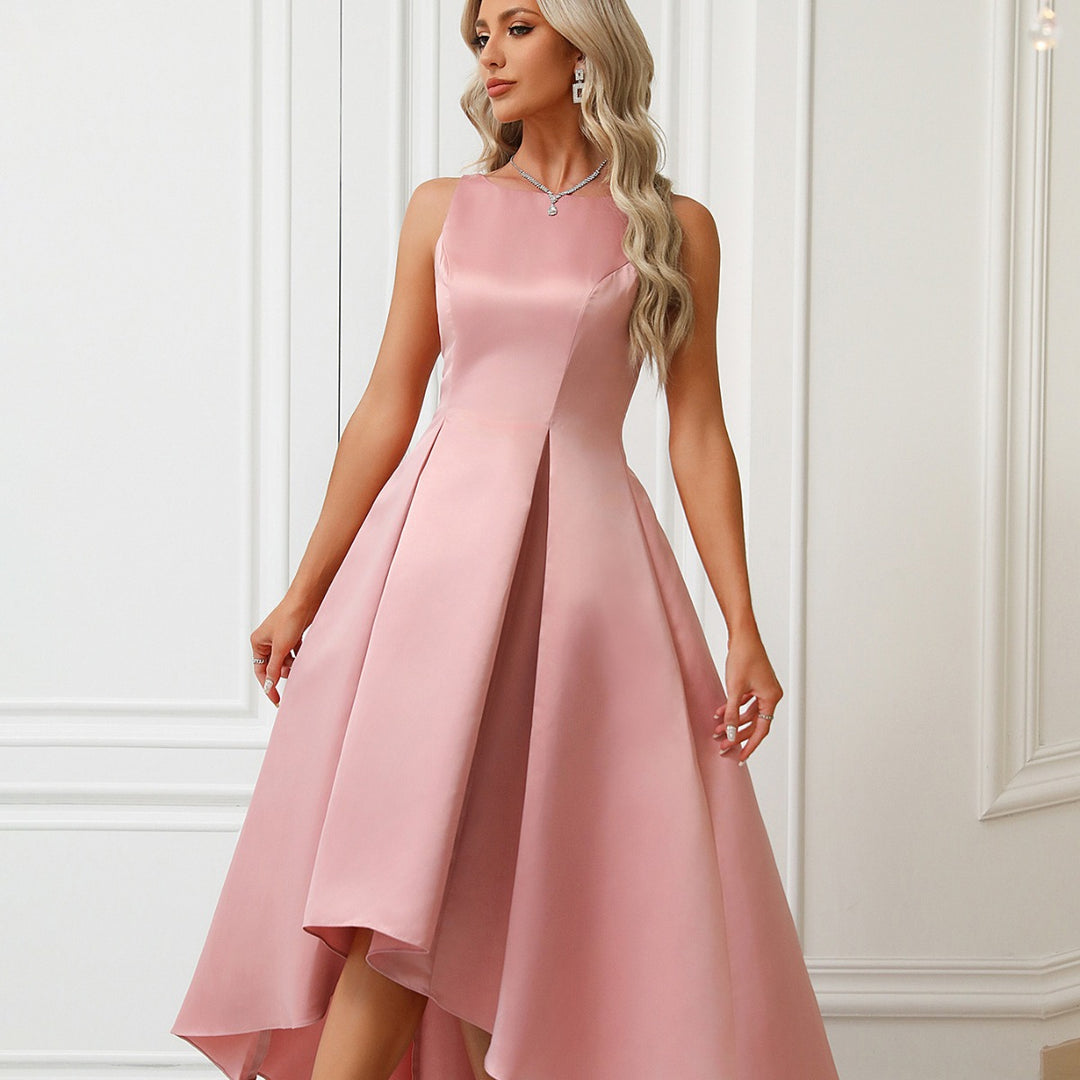 Damen Asymmetrisches Abendkleid aus satin mit Faltenwurf EB