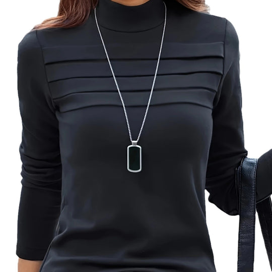 Damen Langarmshirt mit strukturiertem Kragen und elegantem Faltenwurf EB
