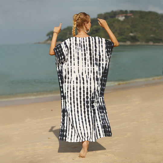 Damen luftiger Strandkaftan mit asymmetrischem Schnitt EB
